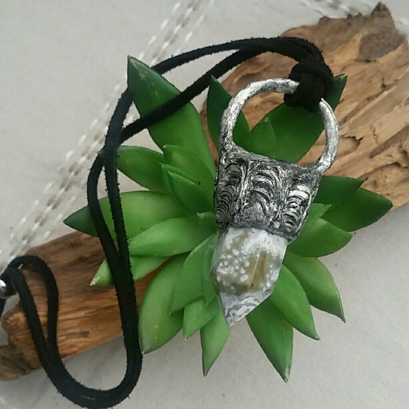 Ocean Jasper Crystal Gothic Necklace - Picture 7 of 8